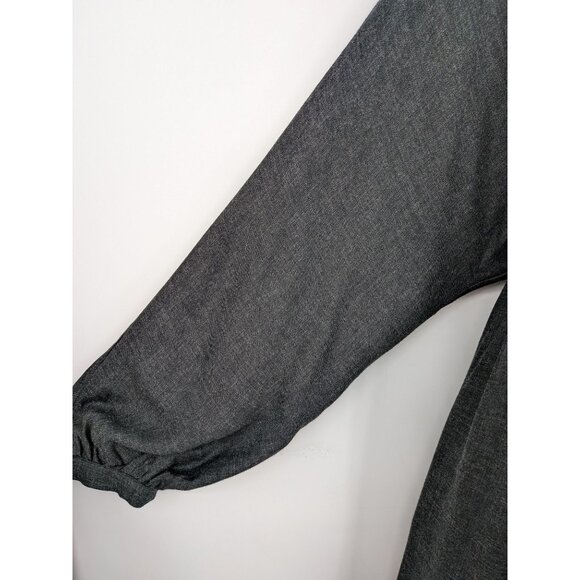 Zara Babydoll Mini Dress Women Size L Button Up Balloon Sleeve Goth Office Y2K - Picture 5 of 11